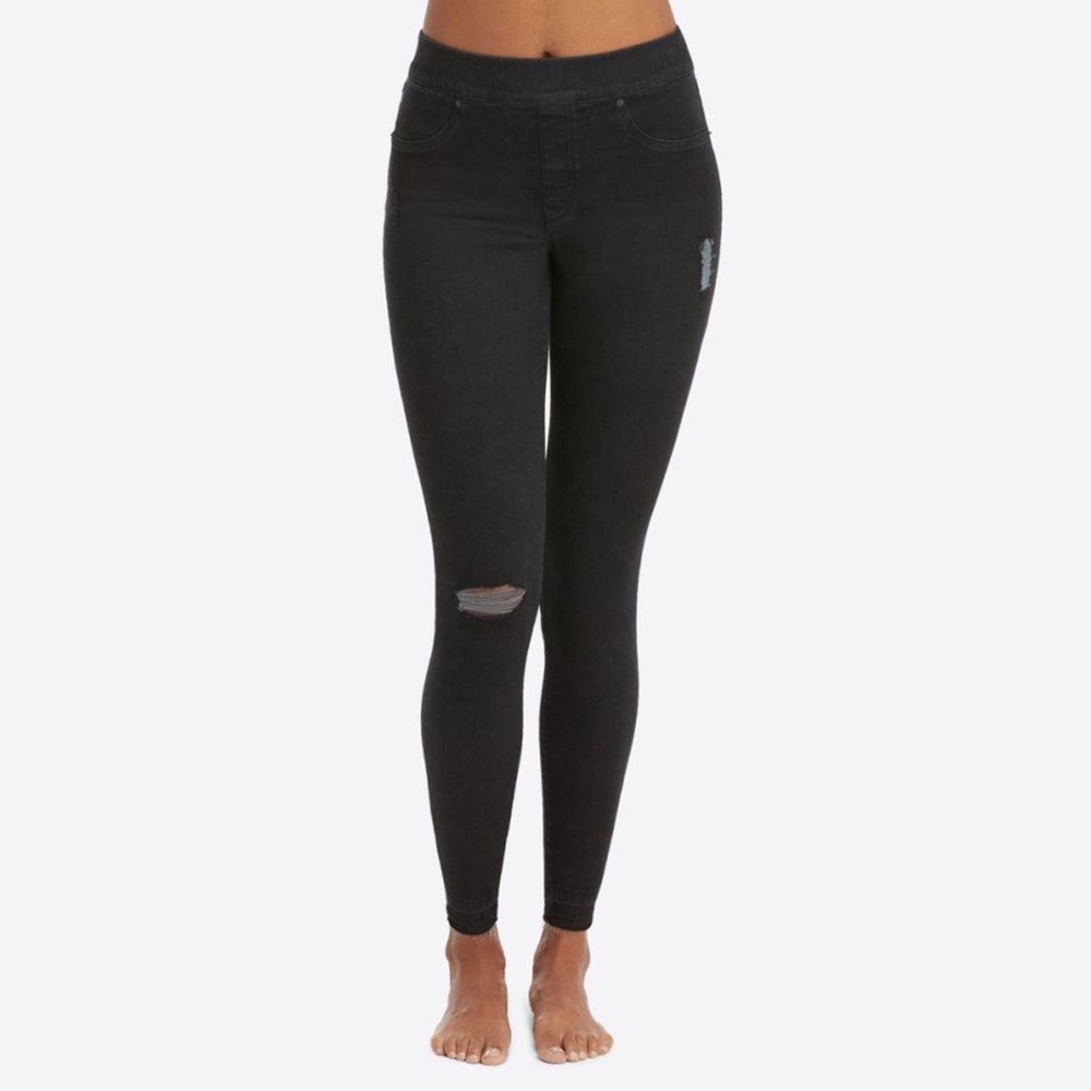 SPANX Black Distressed Skinny Pants